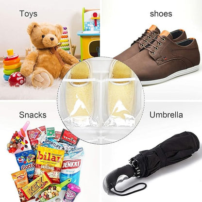 2 Pack 6 Clear Crystal Pockets Large Hanging Shoe Organizer Over The Door Shoe Rack for Closet Door Storage Shoe Holder Hanger, 4 Hooks, White (30'' x 13.8'')