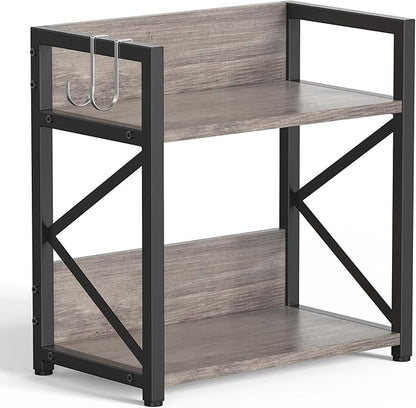 RUILALIFE Spice-Rack-Organizer-Shelf for Kitchen Counter, 2 Tiers Coffee Bar Station Organizer for Countertop，Space Saving Desk Shelving Riser Unit (Grey, Medium)