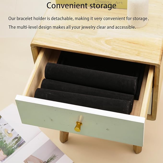 3 Tier Bracelet Holder Display, Velvet Watch Organizer Stand for Selling, Detachable Jewelry Racks for Vendors(Black)