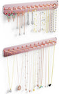 NiHome Wall Mount Acrylic Jewelry Organizer 2-Pack, Sleek Rack Strong Carbon Steel Hooks for Dressing Table, Bathroom, Kitchen, Hassle-Free Installation Dual Mounting Options (Rose Gold Mirror Finish)