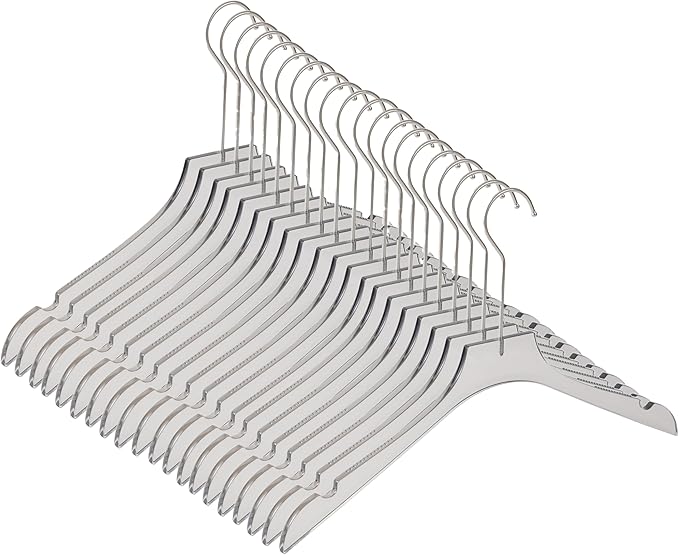 Crystal Clear Acrylic Clothes Hangers 20 Pack, Thin Non-Slip Suit Hangers, Heavy Duty Transparent Hangers for Closet Organization, Space-Saving(Smoky Gray)