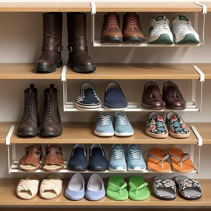 2 Pcs Expandable Shoe Rack Organizer for Closet,Adjustable Hanging Shoe Rack & Under Cabinet Shelf Under Shelf Storage for Shoes or Clothing Storage and Organization Save Space