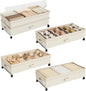 Kitstorack 4 Pack Height-adjustable Under Bed Storage with Wheels, Under Bed Storage Containers,Under Bed Shoe Storage Organizer with Clear Window&Label, Suitable for Clothes Storage, Beige