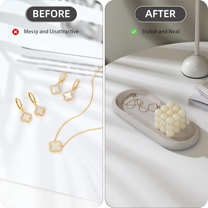 Jewelry Tray Bathtub, Resin Stone Look Decorative Perfume Tray, Bathroom Marble Vanity Organizer Plate Holder for Ring Soap Towel Small Things on Kitchen Sink Countertop (Beige, Medium)