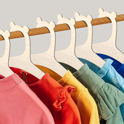 Wooden Kids Hangers 10 Pack 9inch Cute Baby Hanger with Bear Ears Non Slip Wooden Children's Hanger Newborn Hangers for Baby Kids Toddler Coats Pants Suits Jackets Clothes