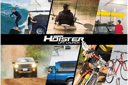HARKEN Hoister - Overhead Garage Storage 1 Point Hoist System for Bikes, Ladders (45lb Capacity, 10ft Ceiling) Space-Saving Organization, Easy One-Person Operation, Safe Anti-Drop, Self-Leveling, 7800
