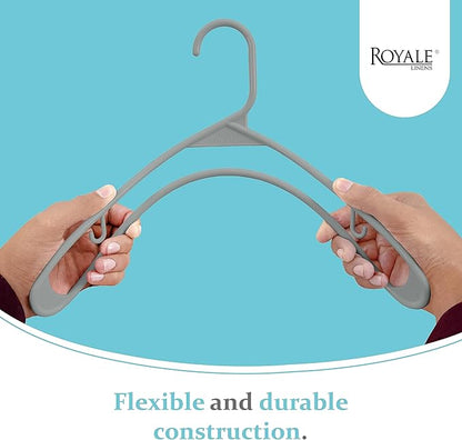 Royale Linens Plastic Hangers 40 Pack - Grey Clothes Hanger with Hooks – Heavy Duty Space Saving Coat Hangers Ideal for Everyday Use for Tops, Skirt, Dress, Shirts, Pants