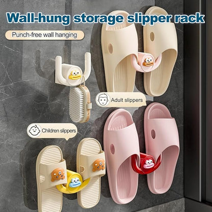 ANIS·KEAAR 2PCS 2026 Cartoon Duck-Mouth Slipper Hanger - No-Drill Wall-Mounted Storage Hook, High Load-Bearing, Detachable & Washable Slipper Organizer for Bathroom Entryway Home