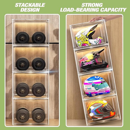 1 Pack 17''x13''x13'' Clear Big Shoe Display Case, XXX-Large Extra Large Acrylic Display Case with A Divider Stackable Boot & Shoe Boxes Large Showcase for Helmet, Figures Collectibles