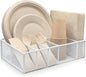 Dysanvica Metal Paper Plate Holder - Utensil Silverware Caddy for Kitchen Counter Cabinet Cutlery Flatware Organizer Storage Dispenser Box for Plastic Spoon Fork Plates Napkins Cup Party Camping White