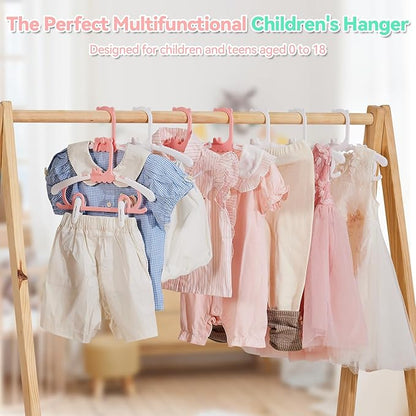 30 Pack Baby Hangers,with 16 Detachable Clips Adjustable 11.14"-15.55", Stackable Kids Closet Hangers, Two Bottom Grooves for Secure Clip Placement.Fits Newborns,Toddlers, Children & Teens(White)