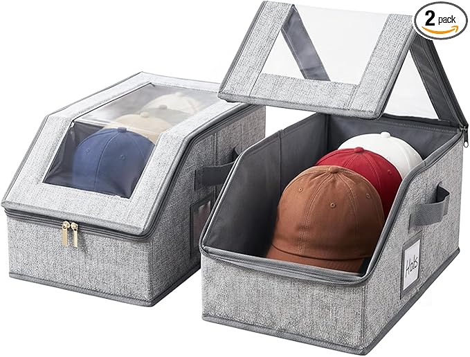 Furlide 2PCS Hat Storage Box, New Grey