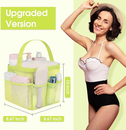 Attmu Mesh Shower Caddy Portable for College Dorm Room Camping Essentials, Shower Caddy Dorm with 9-Pockets, Large Capacity Hanging Basket Bathroom Bag for Toiletry, Swimming, Gym, Camp, Beach