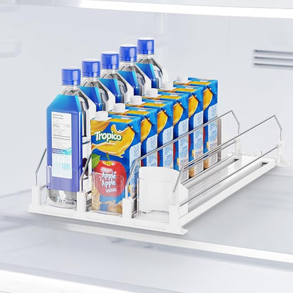 Dayacoco Drink Organizer For Fridge,Soda Drink Dispenser For Fridge,Fridge Can Drink Organizer,12oz 16oz 20oz-Soda Automatic Dispenser For Fridge And Adjustable Width-Holds Up To 15 Cans,3 Rows