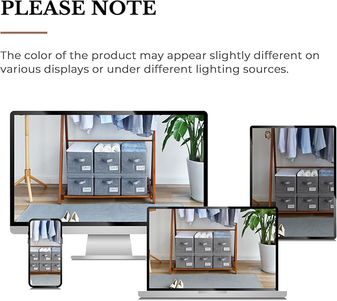 GRANNY SAYS Closet Organizers and Storage, Fabric Storage bins with Label Holder, Shelf Baskets for Organizing Bedroom, Decorative Storage Containers for Wardrobe, Dark Gray, Large, 3-Pack