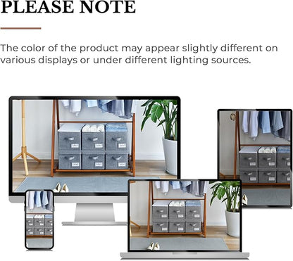 GRANNY SAYS Closet Organizers and Storage, Fabric Storage bins with Label Holder, Shelf Baskets for Organizing Bedroom, Decorative Storage Containers for Wardrobe, Dark Gray, Large, 3-Pack