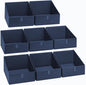 DIMJ Closet Storage Bins 8 Pack - Fabric Trapezoid Organizer Bin, Foldable Storage Baskets for Shelves, Closet Shelf Organizer, Clothing Storage Box for Toys, Books, Towel, Clothes,Navy Blue