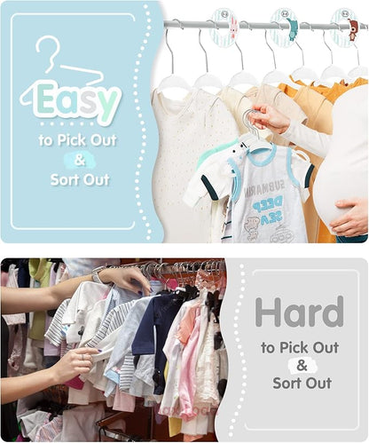 VIS'V Baby Hangers, 11 Inch Velvet Kids Hangers with 6 Pcs Clothes Size Dividers, Infant Toddler Nursery Closet Organization, Non Slip, White, 30 Pcs