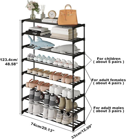Calmootey 8-Tier Shoe Rack, Tall Large Capacity 40 Pairs Shoes Storage Organizer, Stackable Wide Shoe Shelf for Entryway, Hallway, Black