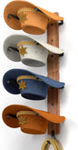 Midukit Cowboy Hat Rack for Wall, Cowboy Hat Holder for 4 with Hooks,Wooden Rustic Metal Hanger for Wall with Pine Board,Western Baseball Hat Rack Holder for Fedora, Sun Hats (4 Hats)