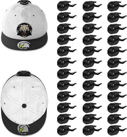 Niunuerga 36 Pack Adhesive Hat Hooks for Wall, Super Strong Hat Rack for Baseball Caps, Hat Organizer Display for Home Decor, Hat Hangers Holder for Wall, Door, Closet, No Drilling (Black)
