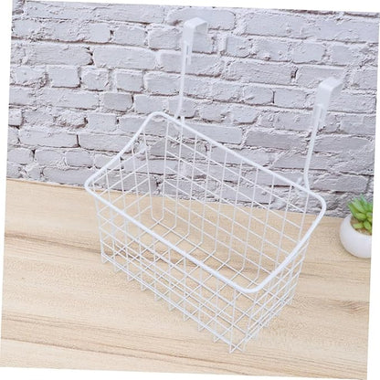 Cabilock White Hanging Rack Cabinet Basket Over Door Organizer for Kitchen Bathroom Office Rust Resistant Storage Holder with High Temperature Coating Easy Installation and Space Saving