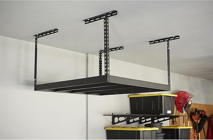Klutch Overhead Garage Storage Rack — Adjustable Height, 48in.L x 48in.D x 23–37in.H