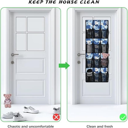Tropical Flower Over the Door Shoe Organizer Foldable Hanging Shoe Organizer with 12 Large Pockets Sturdy Oxford Storage Holder for Dorm Room