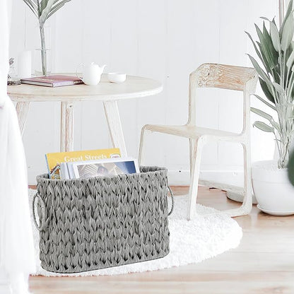 ORDELITE Toilet Paper Storage - Waterproof Wicker Basket for Bathroom, Holds 6 Rolls
