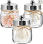SheeChung 3 Pack Qtip Holder, Contracted Design Bathroom Decor, Apothecary Jars, Mason Jars Bathroom Accessories Set for Cotton Balls, Floss Picks, Cotton Round Pads - Brushed Steel