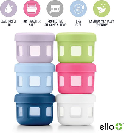Ello Reusable Condiment Containers with Screw-on Leak Proof Lid | Perfect for Salad Dressing Sauce Dips Lunchbox Picnic Travel Bento Box | BPA-Free | Dishwasher Safe