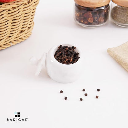 Radicaln Marble Salt Cellar with Lid 3" Inch White Salt Jar & Table Salt Storage For Kitchen Countertop, Ideal Salt Container, Salt Dish & Sugar Bowl For Table