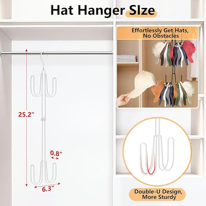 NANATI Hat Hangers for Closet, 1 Pack Stainless Steel Hat Organizer, Hat Racks for Baseball Caps, Cap Organizer for Baseball Caps, White