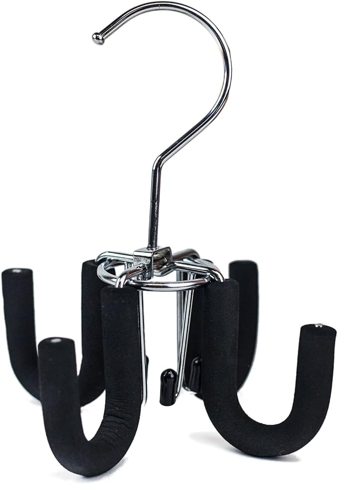 Huji 4 Hooks Swivel Belt Hanger Tie Scarves Necklace Purse Rack Clothes Organizer Closet Storage (1, Black Swivel Belt Hanger)