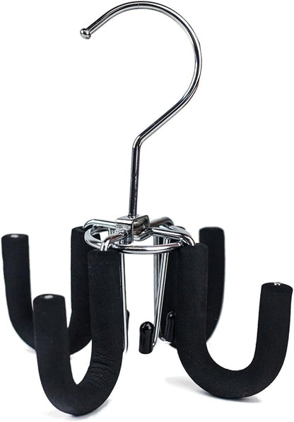Huji 4 Hooks Swivel Belt Hanger Tie Scarves Necklace Purse Rack Clothes Organizer Closet Storage (1, Black Swivel Belt Hanger)