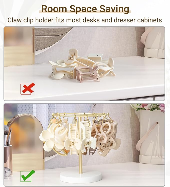 Dahey Metal Claw Clip Organizer Holder Stand Storage Display Hair Accessories Bedroom Bathroom College Dorm Room Decor for Women and Girls, Gold