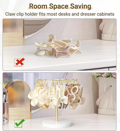 Dahey Metal Claw Clip Organizer Holder Stand Storage Display Hair Accessories Bedroom Bathroom College Dorm Room Decor for Women and Girls, Gold
