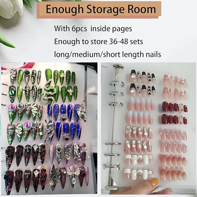 Press On Nail Organizer 10 PCS Clear Empty Press On Nail Storage Press On Nail Packaging for Fake Nail Storage Nail Display Book Nail Salon Press On Nail Supplies Organizer with Nail Tape