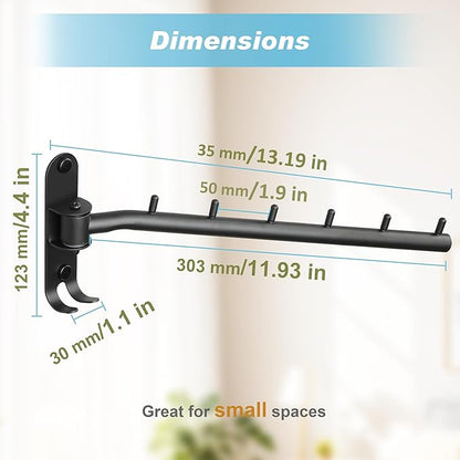 Alise Wall Mounted Drying Rack,Swivel Clothes Drying Rack Stainless Steel,Space Saving Clothes Hanger Rack,Heavty Duty Clothes Wall Drying Rack for Laundry Closet Bedroom/Bathroom,Matte Black