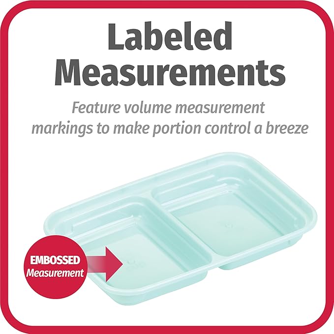 GoodCook Meal & Snack Prep Container Set, Includes Embossed Measurements & Color Coordinated Lids, Made Without BPA, 60-Piece Set