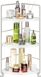 3-Tier Corner Spice Rack Kitchen Bathroom Countertop Organizer Vanity Tray Cosmetic Makeup Storage Standing Shelf, White