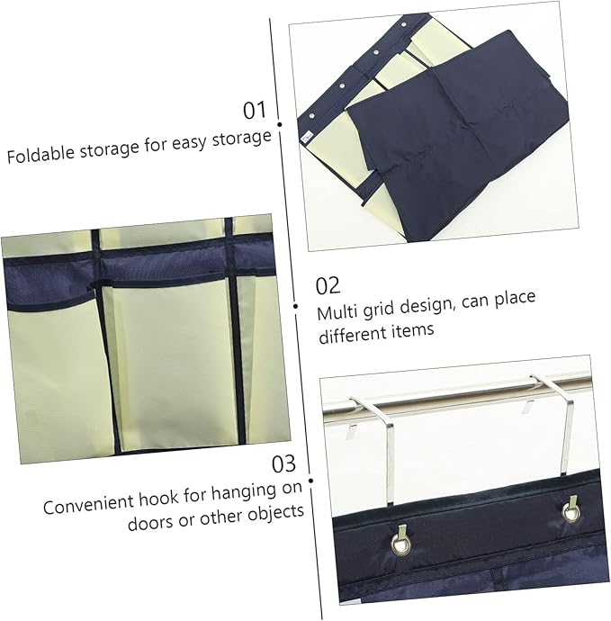 UKCOCO Over the Door Shoe Organizer Bag Multi Pouch Hanging Storage for Shoes Clothes and Daily Essentials Oxford Wall Mounted Holder for Closet and Bedroom Blue and Yellow