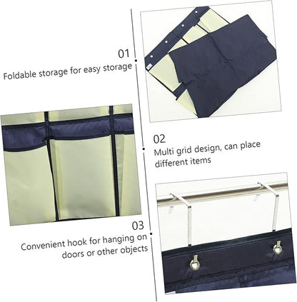 UKCOCO Over the Door Shoe Organizer Bag Multi Pouch Hanging Storage for Shoes Clothes and Daily Essentials Oxford Wall Mounted Holder for Closet and Bedroom Blue and Yellow