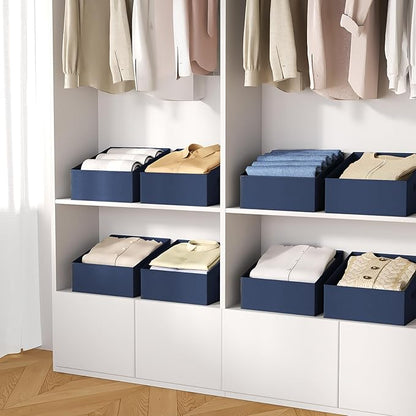 DIMJ Closet Storage Bins 12 Pack - Fabric Storage Baskets for Shelves, Collapsible Clothes Organizer with Handles, Trapezoid Shelf Organization Storage Cubes for Purse, Toys, Books, Towel, Clothes