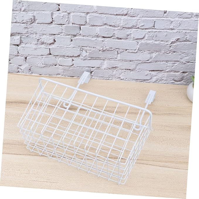 Cabilock Over Door Hanging Storage Basket Organizer White Ventilated Rust Cabinet Rack for Kitchen Bathroom Office Easy Install Required