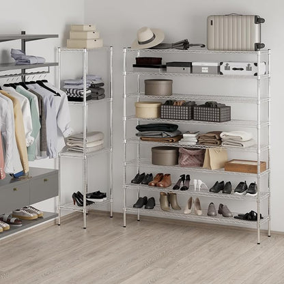 14" Deep x 60" Wide x 74" Height Wire Shelving Kit | 8-Tier | NSF Commercial Storage Rack Unit