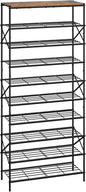 IBUYKE 10 Tier Shoe Rack, Large Capacity Shoe Storage Organizer for 40 Pairs of Shoes, Metal Shoe Storage Rack with Shelf for Entryway Hallway Closet Garage, Rustic Brown and Black TXJ010H
