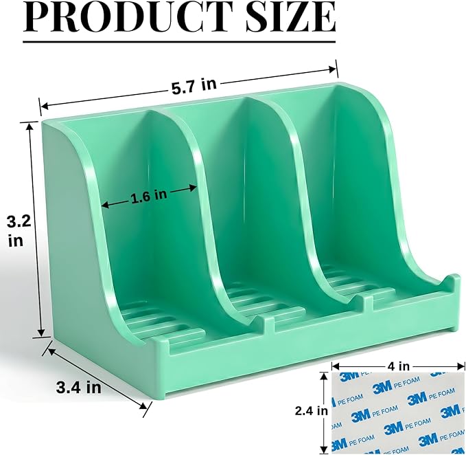 Soap Holder for Shower Wall, 3-Compartment Soap Dish for Shampoo, Conditioner and Body Soap, Fast Draining & Rust-Proof & Heavy Duty, Ultra-Strong Self Adhesive & Freestanding (Mint Green, No Label)