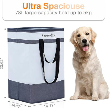 FairyHaus Laundry Basket 78L, 2Pack Laundry Hamper with Easy Carry Handles, Collapsible Laundry Baskets Hampers for Bathroom Clothes Storage Black