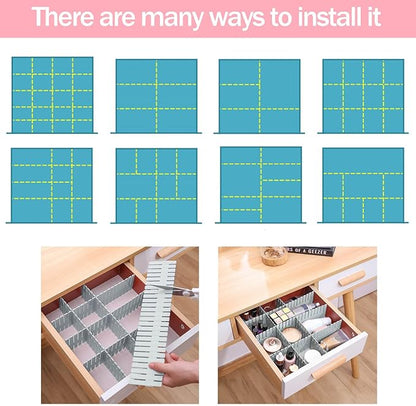 acDesign 40Pcs Drawer Dividers, Adjustable Drawer Organizer for Socks, Underwear, Lingerie, Makeup, Bedroom Office Kitchen Storage (Grey)